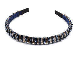 Ободок для волос с цирконом, цвет синий