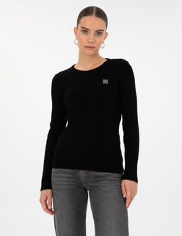 Siyah Slim Fit Basic Kazak