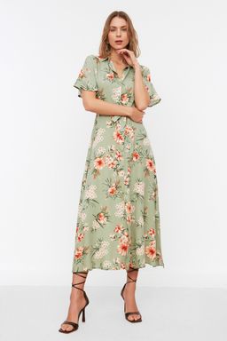 TRENDYOLMILLA Siyah Kusakl? Puantiyeli Maxi Viskon Dokuma Gomlek Elbise TWOSS19EL0094  фото 15