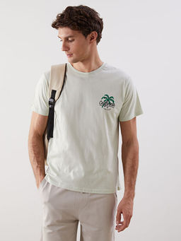 Bisiklet Yaka K?sa Kollu Bask?l? Penye Erkek Ti??rt