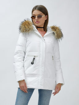Куртка ПРЕМИУМ КЛАССА зимняя с мехом ЕНОТА, белого цвета - Mtforce фото 13