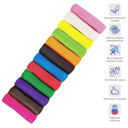 Цена за 2 шт. Тесто для лепки «Игротека», 12 цветов, 360 г, в пакете, МИКС