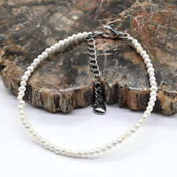 Браслет из жемчуга барокко мелкий шарик 2мм цв.белый, 17см Радуга камня