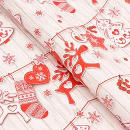 Бумага упаковочная глянцевая Рождественская гирлянда, 70 х 100 см,1 лист - UPAK LAND фото 2