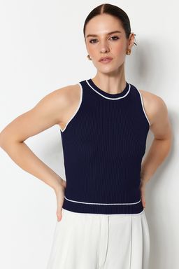 Lacivert Basic Renk Bloklu Ince Bluz TWOSS23BZ00611