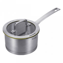 Ковш из нержавеющей стали "Linea PALERMO" 1,8л, д16см, h9см, s0,6мм, дно s15мм, трехслойное капсулированное дно, стеклянная крышка-дуршлаг с силиконовым ободком, два режима слива воды, ручка из нержавеющей стали, цветная коробка, "Regent" (Китай)