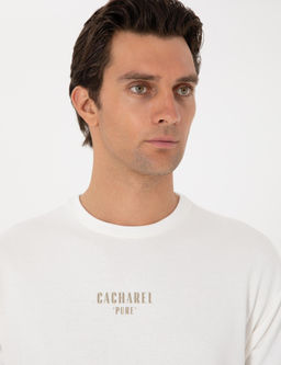 Ekru Comfort Fit Bisiklet Yaka Sweatshirt - Cacharel фото 2
