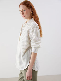 ?izgili Oversize Keten Kar???ml? Kad?n G?mlek