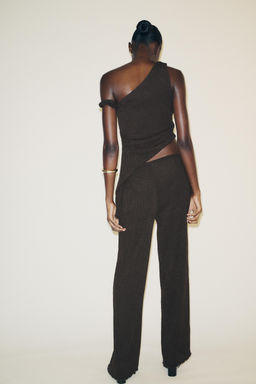 TEXTURED WIDE-LEG TROUSERS - Zara фото 5