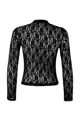 Siyah Fitted/Vucuda Oturan Dik Yaka Uzun Kollu Dantel Orme Bluz TWOSS26BZ00106