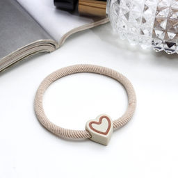 Цена за 12 шт. Резинка для волос «Алеста», сердце, 5 см, бежевый