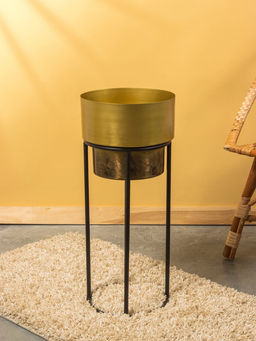 Кашпо на подставке «Золото Скифов», 30.5×30.5×73.5 см, железо