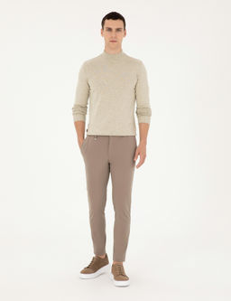 Kum Melanj Slim Fit Yar_m Bal_k__ Yaka Basic Triko Kazak