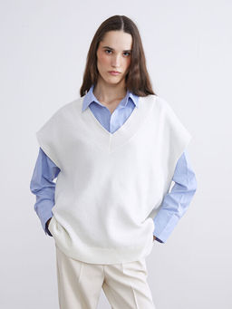 V Yaka Oversize Kad?n Triko S?veter