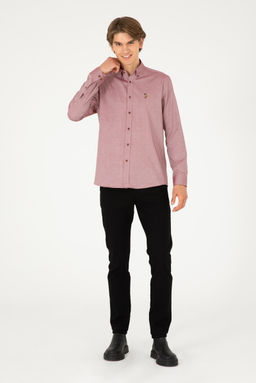 Мужская бордово-красная базовая рубашка с длинным рукавом Неожиданная скидка в корзине - U.s. polo assn фото 4