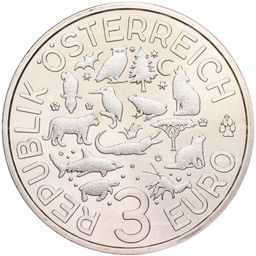 Монета 3 евро 2017 года Австрия Животные со всего мира  Волк
