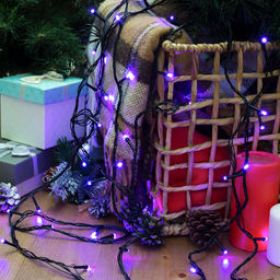 УЦЕНКА Гирлянда Нить 20 м, IP20, 200 LED, 220 В, 8 режимов, тёмная нить, свечение фиолетовое - Luazon lighting фото 9