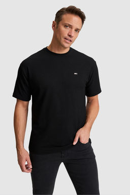 Erkek Siyah Comfort Fit Bisiklet Yaka Ti__rt