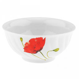 Салатник фарфоровый "Алый мак" 400мл, д13см, h6см, форма "Голубая роза" (Россия)