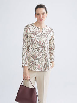 Bisiklet Yaka ?i?ekli Bluz