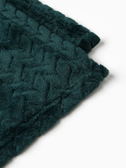 Плед «Этель» Zig-zag, 150×200 см, корал-флис, изумрудный