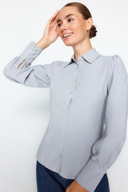 TRENDYOLMILLA Beyaz Balon Kol Pamuklu Regular Normal Kal?p Dokuma Gomlek TWOSS20GO0065 фото 8