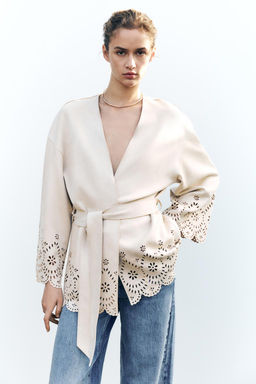 OPENWORK SUEDE-EFFECT TRENCH COAT - Zara фото 2