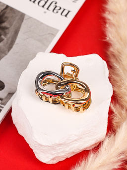 Цена за 6 шт. Крабик для волос «Хизер», звенья, 4.5 см, золото-серебро