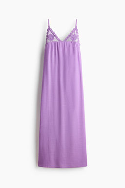 Vestido efecto crochet en mezcla de lino
