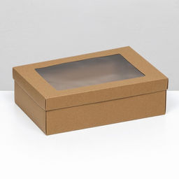 Цена за 5 шт. Коробка складная, крафт, с окном, 30 х 20 х 9 см