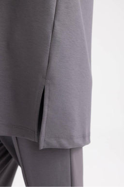 Толстовка-туника с круглым вырезом Relax Fit - Defacto фото 9