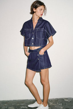 FALDA PANTAL?N Z1975 DENIM CRUZADA / Azul - Zara фото 4