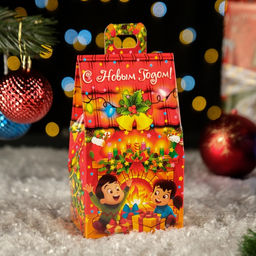 Цена за 10 шт. Коробка подарочная складная Полюсатики 9,5 х 7,5 х 16,5 см