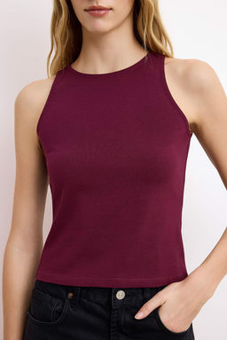 Murdum Pamuklu Halter Yaka Fitted/Vucuda Oturan Esnek Orme Atlet TWOSS23AL00069