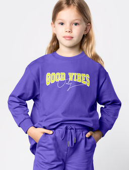 VILATTE / Свитшот из премиального футера с принтом для девочки