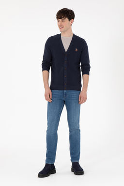 Мужской темно-синий базовый трикотажный кардиган Неожиданная скидка в корзине - U.s. polo assn фото 4