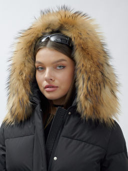 Куртка Бренд Visdeer ПРЕМИУМ КЛАССА зимняя с мехом ЕНОТА, черного цвета - Mtforce фото 8