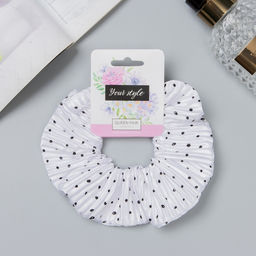 Цена за 4 шт. Резинка для волос «Орбита», жатка крапинки, 12 см, белая