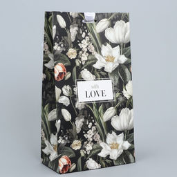 Цена за 2 шт. Пакет подарочный с лентой, упаковка, «Люблю тебя очень», 13 х 23 х 7 см