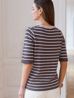 Свободный джемпер в полоску из вискозы с люрексом