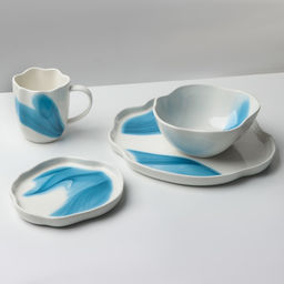 Тарелка керамическая плоская «Разводы», d=17 см