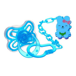 Набор Соска - пустышка с держателем, SL, КЛ +6 мес., с колпачком Бабочка, голубой