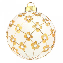 Елочная игрушка шар стеклянная д8см, белый металлик, ручная художественная роспись, подарочная упаковка (Россия) - Домашняя мода фото 3