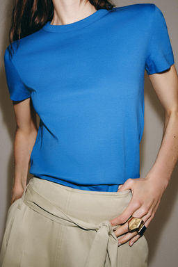 CAMISETA INTERLOCK MANGA CORTA / Azul el?ctrico