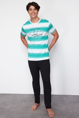 TRENDYOL MAN Sar? Regular Fit Cizgili Orme Pijama Tak?m? TMNSS24PT00041 - Trendyolmilla фото 20