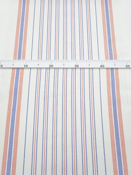 Холст полотенечный Узкая полоска цв.лососевый/синий, ш.0.5м, лен-30%, хл-70%, 140гр/м.кв - Купава фото 2