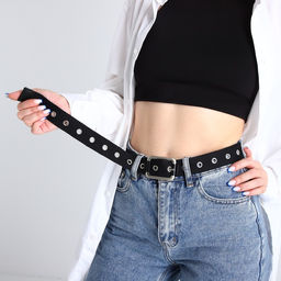 Ремень женский, ширина 3,2 см, люверсы, пряжка металл, винт, цвет чёрный - Simaland фото 3