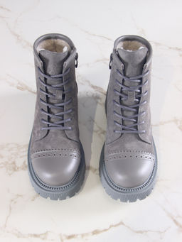 Ботинки 319.taskanagr.Серый замок замша+игуана/байка