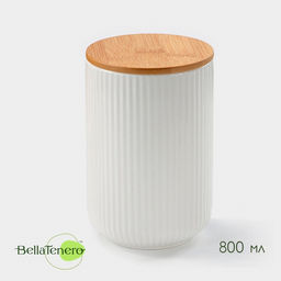 Банка для сыпучих BellaTenero, 800 мл, 10×15 см, фарфор, белая