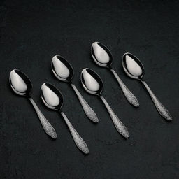 Цена за 6 шт. Ложка чайная «Дубрава», толщина 2 мм, цвет серебряный